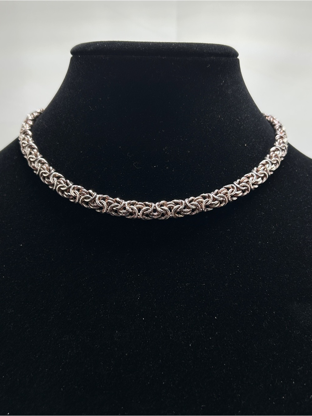 Sterling Silver .925, Byzantine Short Necklace, Milor Italy, 1.2 Oz